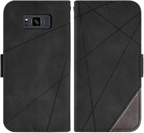 Vista 6 de Asuwish Compatible con Samsung Galaxy S8 Active Wallet Case y protector de pantalla de vidrio templado con tapa para tarjetero, soporte