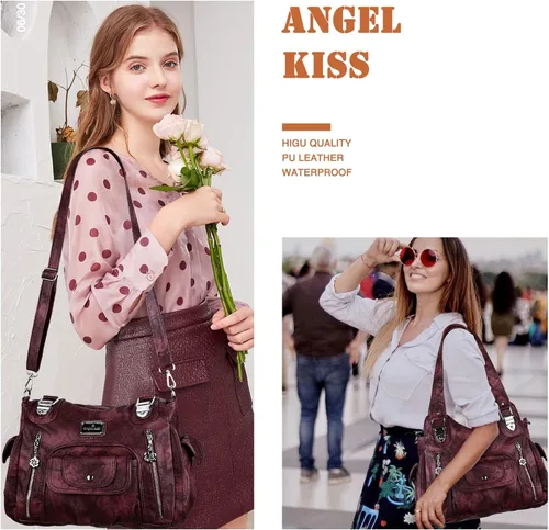 Vista 7 de Angel Kiss Bolsos de mano para mujer Hobo Fashion Tote Bag Bolsas de hombro Asa superior Bolso de cuero