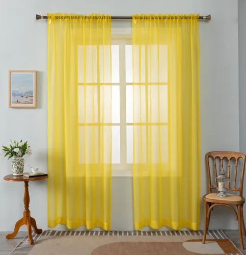 Vista 36 de WPM - Cortinas traslúcidas de color beige de 60 pulgadas de ancho x 95 pulgadas de largo, 2 paneles tratamiento de ventana para sala de estar