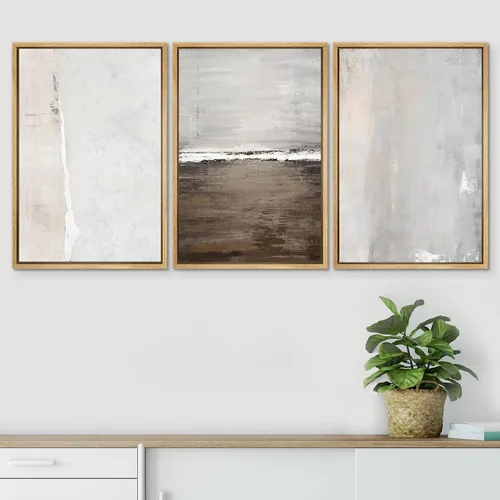 Vista 403 de SIGNWIN Lienzo enmarcado para pared, juego de arte pastel con cadena montañosa, bosque, niebla, naturaleza silvestre, ilustraciones modernas, arte
