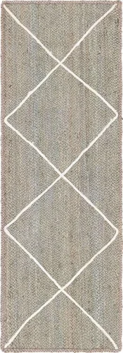 Vista 11 de Unique Loom Alfombra trenzada de la colección de yute – enrejado (2 pies 2 pulgadas x 6 pies 1 pulgada, gris/marfil)