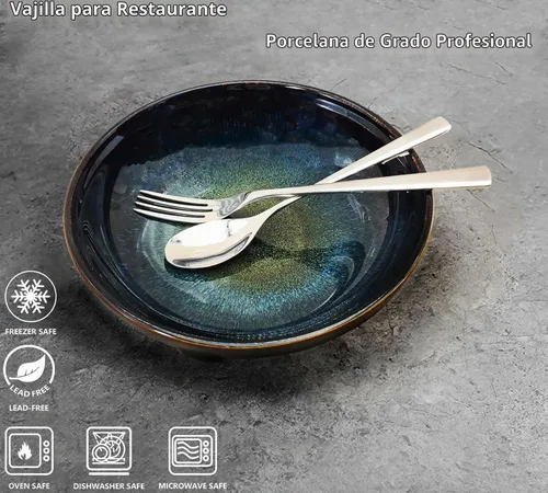 Vista 3 de Juego de cuencos de cerámica de 39 onzas, ensaladera, tazón de pasta, cuenco para servir, cuenco de cena, plato profundo/ancho, apto