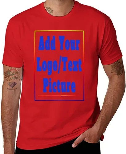 Vista 2 de Custom Personalized Men's Cotton T-Shirts Design Your Own Custom Prints