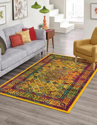 Vista 7 de Unique Loom Colección Calypso - Alfombra Trinidad (rectangular, 2 x 3 pies, fucsia/verde)