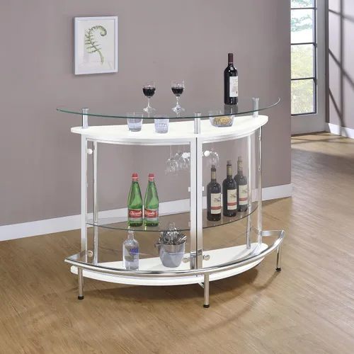 Vista 2 de Mueble para bar con frontal de acrílico, Metal, Blanco