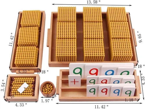 Vista 2 de Kghios Montessori Cuentas de oro Materiales Sistema decimal Banco Juego