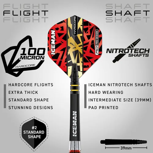 Vista 3 de RED DRAGON Gerwyn Price Iceman Firebird - Juego de dardos de tungsteno de 0.74 oz con vuelos y tallos