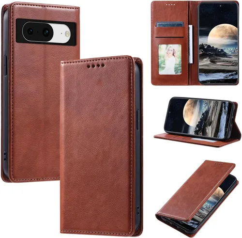 Vista 98 de Funda de cuero compatible con Google Pixel 7, compatible con Google Pixel 7 5G GVU6C GQML3 Flip Folio PU Funda de cuero negro