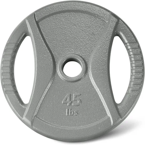 Vista 10 de Amazon Basics 2-Inch Olympic Grip Weight Plates, Cast Iron, for Powerlifting, CrossFit & Strength Training