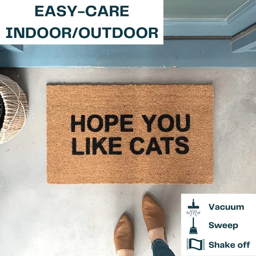 Vista 6 de NICKEL DESIGNS Hope You Like Cats Doormat, 18 x 30 Inch, Heavy Duty Natural Coir Fibers, UV and Weather Resistant, Modern Porch Decor, Funny