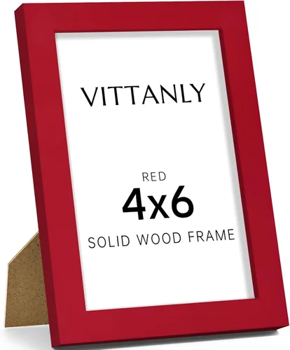 Vista 34 de Vittanly - Marco de fotos de 4 x 6 pulgadas de madera maciza con plexiglás, incluye paspartú de 3,5 x 5, para colgar en la pared o poner sobre una