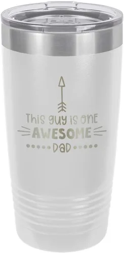 Vista 19 de This Guy Is One Awesome Dad Black Vaso de bebida de 20 oz con pajita Taza de viaje grabada con láser Comparar con Yeti Rambler Idea de regalo