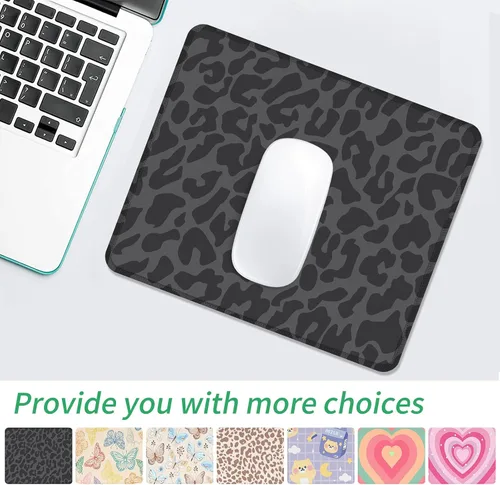 Vista 6 de Seorsok Alfombrilla de mouse de leopardo negro, alfombrilla cuadrada impermeable para mouse, base de goma antideslizante, para computadora portátil