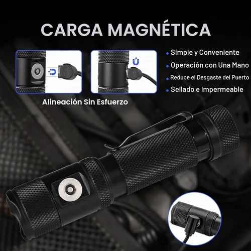 Vista 3 de Powertac M6 G3 Linterna Tradesman – 2030 Lúmenes, Alcance Largo de 330m, Cola Magnética, Recargable Compacta EDC Luz LED para Camping, Senderismo