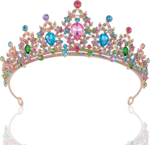 Vista 9 de Kamirola - Corona de reina y tiaras corona de princesa para mujeres y niñas, diademas de cristal para novia, princesa para bodas y fiestas (01)