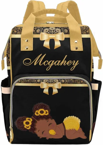 Vista 23 de Bolsa de pañales personalizada con purpurina brillante, color rosa, oro rosa, rubor, con nombre, bolsas de pañales de viaje, mochila casual