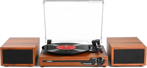 Vista 12 de Reproductor de discos de vinilo con altavoces, tocadiscos portátil Bluetooth para discos de vinilo, fonógrafo LP con reproductor de 3 velocidades