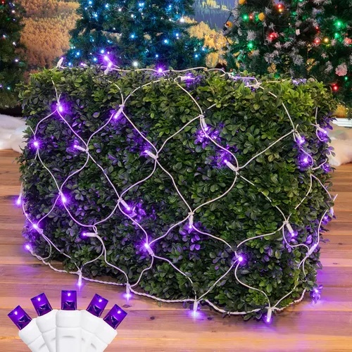 Vista 33 de Novelty Lights Luces de red de 2 x 10, 100 LED de color blanco cálido con espacio de 4 pulgadas, bombillas de gran angular de 0.197 in en cable
