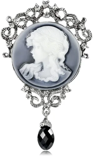 Vista 14 de LUREME Vintage Elegante Dama Victoriana Belleza Cameo con Broche de Cristal Pin (br000017)