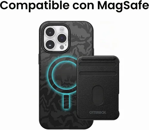 Vista 3 de OtterBox Symmetry Series + Graphics - Funda antimicrobiana con MagSafe para iPhone 14 Pro Max (solamente) - Rebel (negro)