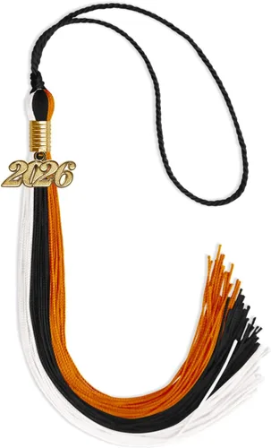 Vista 111 de Endea - Borla de graduación de triple color con gota de fecha dorada (negro/dorado/granate, 2020)