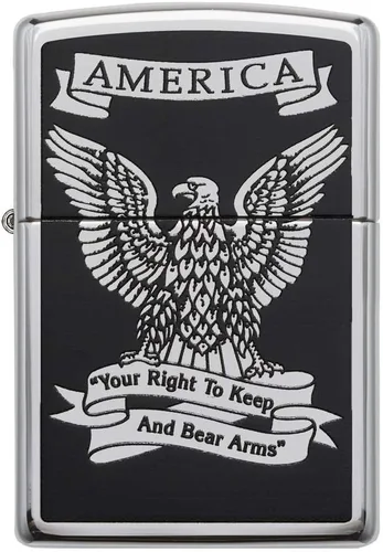 Vista 2 de Zippo Encendedor de bolsillo Eagles Dare - Encendedores recargables con tapa abatible a prueba de viento - Encendedores de bolsillo con diseño Negro