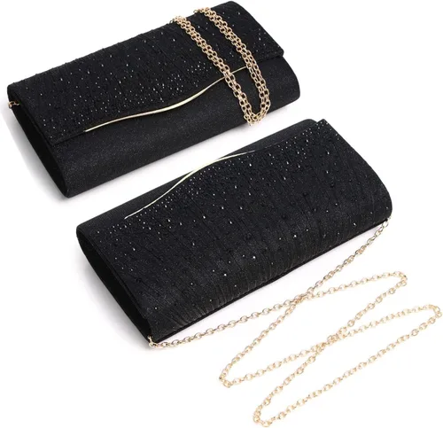 Vista 3 de Bolsos de noche para mujer, con lentejuelas y purpurina para mujer, bolso de mano brillante, bolso formal para boda, fiesta, baile de graduación
