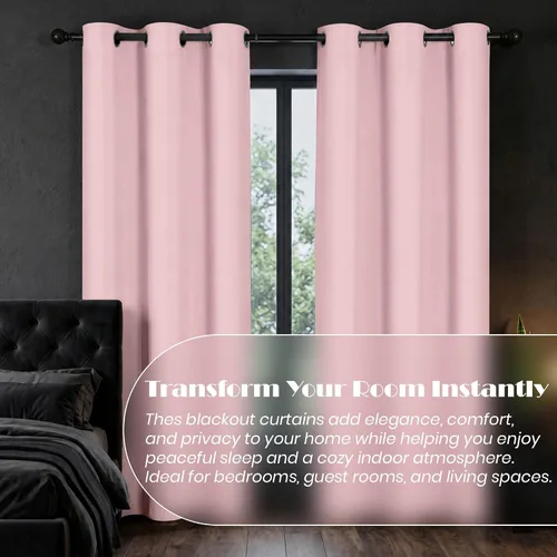 Vista 3 de Cortinas opacas para oscurecer la habitación, con aislamiento térmico, cortinas opacas con ojales para puertas y ventanas de poliéster