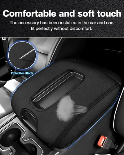 Vista 7 de Autorder Funda de consola central para Chevy Silverado/GMC Sierra 1500 2500 3500 2014-2018, accesorios funda para reposabrazos antiarañazos