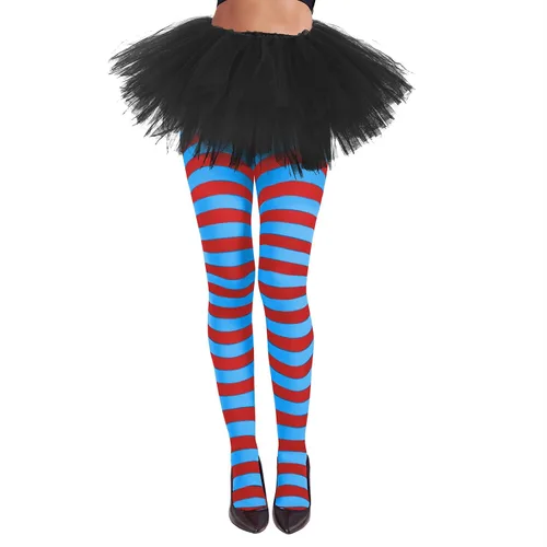 Vista 7 de American Trends Medias de rayas para mujer, mallas de bruja para disfraz de Halloween, medias elásticas Verde Negro (Green Black Stripe)