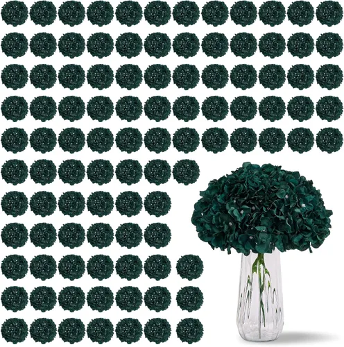 Vista 29 de Flores de hortensias artificiales rosa polvoriento, 10 cabezas de flores de seda de hortensia falsas para centros de mesa de boda, ramos de 10