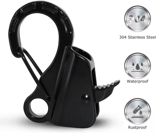 Vista 3 de Gancho de anclaje para barco, fácil de usar, sistema de anclaje sin nudos con liberación rápida, clips de gancho de anclaje de barco de acero