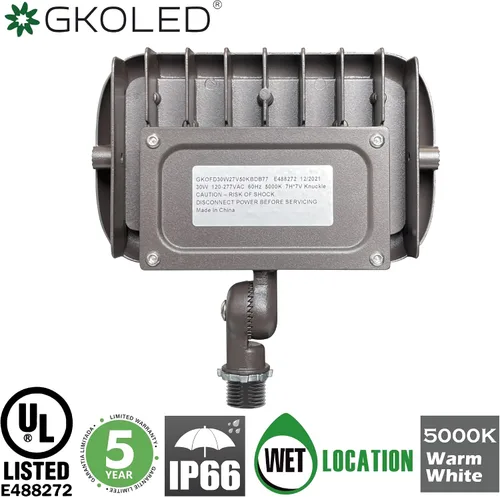Vista 4 de LED FLOOD LIGHTS SERIES reflectores LED, GKOFD30W27V50KBDB77, 30.00watts, 120.00 volts