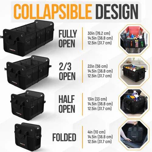 Vista 8 de FORTEM Organizador de maletero con enfriador para SUV, organizador y almacenamiento de automóvil, multicompartimento plegable, regalo de Navidad
