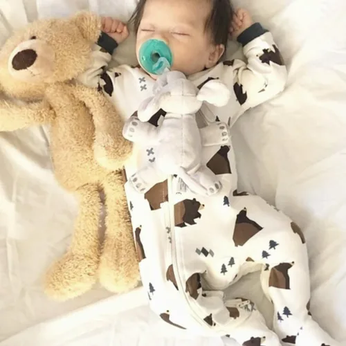 Vista 40 de ZippyJamz - Pijama orgánica para bebé con pies y cremallera para cambiar pañales fácil y rápido