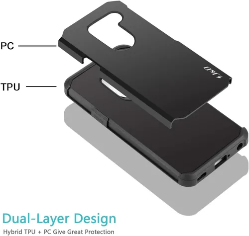 Vista 6 de J&D Carcasa resistente de doble capa a prueba de golpes para LG G8 ThinQ/G8, no para LG G8S ThinQ, color morado