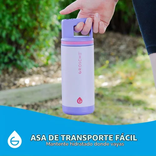 Vista 5 de GROSCHE Alpine Flip N Sip - Botella de agua para niños, tapa con popote