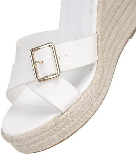 Vista 4 de Sandalias de cuña para mujer, tacón de cuña con plataforma y punta abierta para verano