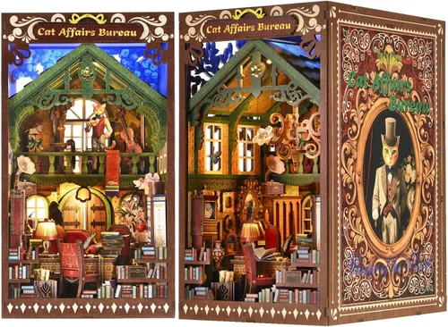 Vista 12 de Kit de Rincón de Libros, Kits de Rincón de Libros para Adultos, Construcción de Modelo de Rincón de Libros DIY, Rompecabezas de Madera 3D DIY
