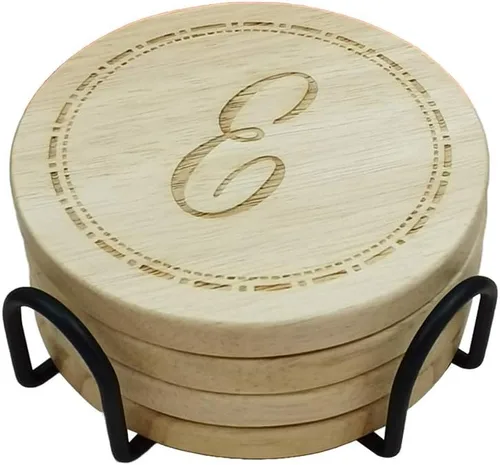 Vista 17 de Posavasos de madera personalizados para bebidas, grabado personalizado, monograma, grandes regalos para familiares, amigos o para ti mismo