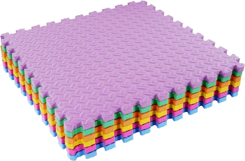 Vista 9 de BalanceFrom Azulejo de Espuma EVA Entrelazada para Ejercicio de 24 x 24 pulgadas – Piso de Rompecabezas Antideslizante para Gimnasio en Casa