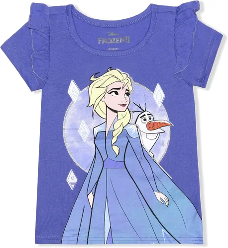 Vista 2 de Disney Frozen - Conjunto de camisetas y leggings Elsa, Anna y Olaf para niñas pequeñas y niños pequeños, color púrpuraazulgris