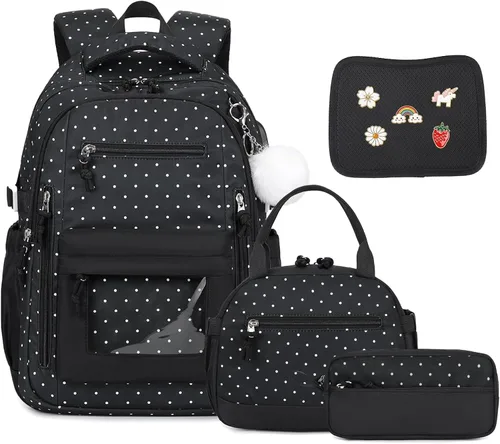 Vista 11 de 4PCS Girls Backpack Pin Display Ita Bag with Lunch Box B-negro Bloom