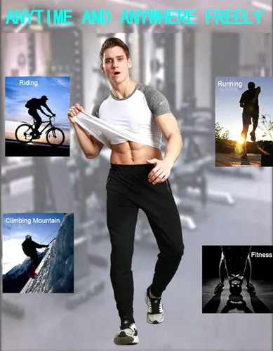 Vista 7 de TBMPOY - Pantalones deportivos para hombre, con bolsillos con cierre