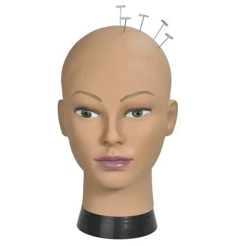 Vista 2 de Cabeza de maniquí de cosmetología para hacer pelucas y exhibir con abrazadera gratuita