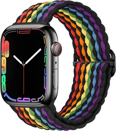 Vista 19 de Qimela - Correa elástica Solo Loop compatible con Apple Watch de 49 mm, 46 mm, 45 mm, 44 mm, 42 mm, 41 mm, 40 mm y 38 mm, correa trenzada Verde