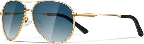 Vista 39 de Gafas de sol polarizadas aviador para hombre y mujer Marco A1-Negro Lente Gris
