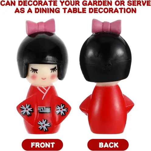 Vista 5 de NUOBESTY Adorno tradicional japonés de muñeca kimono de madera, geisha asiática, estatua coleccionable para oficina, hogar, fiesta, decoración