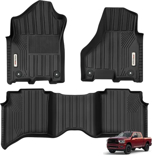 Vista 15 de YITAMOTOR Alfombrillas de Piso Compatibles con Dodge Ram 1500/2500/3500 Crew Cab 2013-2018, Ram 1500 Classic Crew Cab 2019-2024, 1ª y 2ª Fila