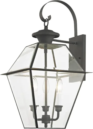Vista 14 de Livex Lighting 2381-02 - Farol de pared para exteriores, latón pulido Persianas de vidrio biselado transparente